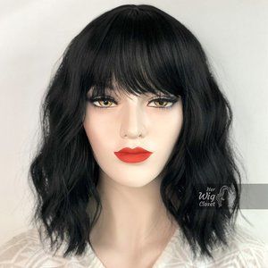 Natural Black Wavy Wig with Bangs | Mathilda